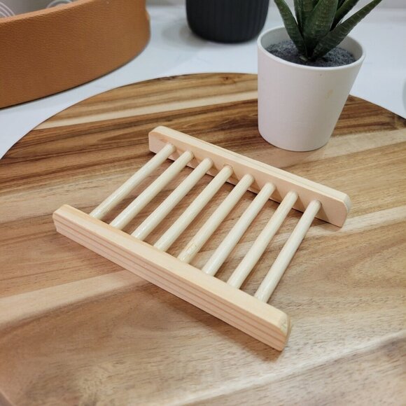 Wood Soap Dish 3pc Gift Set Spa Hygge Relaxation Meditation - Picture 2 of 6